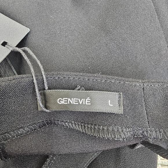 GENEVIE Dress Women Large Black Floral Lace Midi Tea Length 3/4 Sleeve Party NEW - Picture 7 of 12